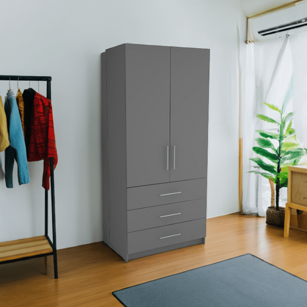 Freestanding Double Wardrobe With 3 Drawers - W: 1000mm x H: 2250mm x D: 620mm 1 - Online Bedrooms