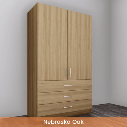 Freestanding Double Wardrobe With 3 Drawers - W: 1000mm x H: 2250mm x D: 620mm 4 - Online Bedrooms