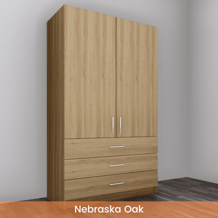 Freestanding Double Wardrobe With 3 Drawers - W: 1000mm x H: 2250mm x D: 620mm 4 - Online Bedrooms