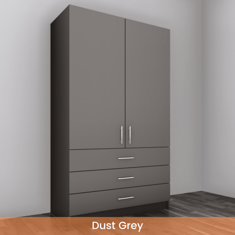 Freestanding Double Wardrobe With 3 Drawers - W: 1000mm x H: 2250mm x D: 620mm 7 - Online Bedrooms