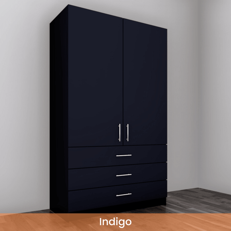 Freestanding Double Wardrobe With 3 Drawers - W: 1000mm x H: 2250mm x D: 620mm 2 - Online Bedrooms
