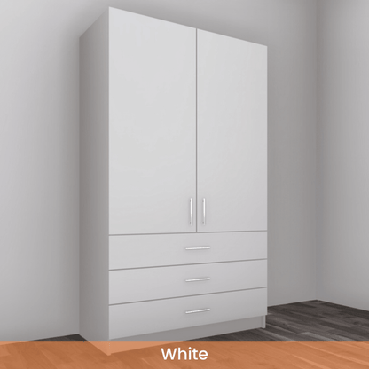 Freestanding Double Wardrobe With 3 Drawers - W: 1000mm x H: 2250mm x D: 620mm 6 - Online Bedrooms