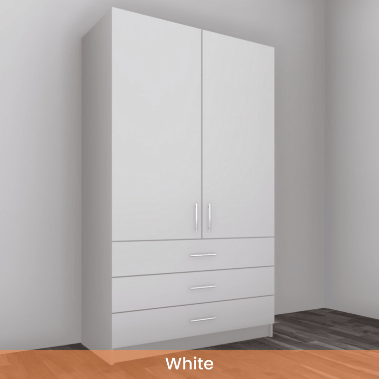 Freestanding Double Wardrobe With 3 Drawers - W: 1000mm x H: 2250mm x D: 620mm 6 - Online Bedrooms
