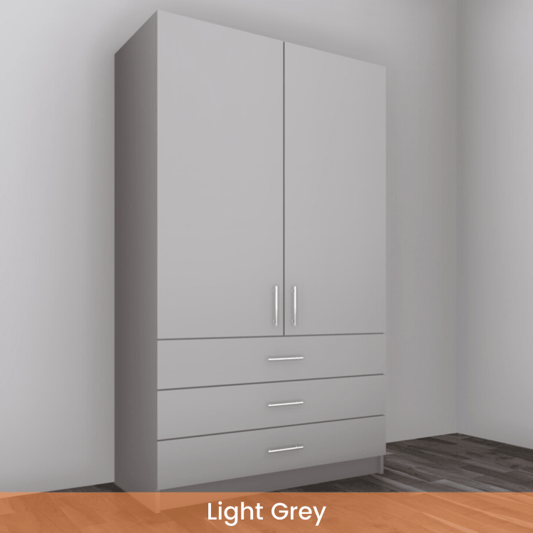 Freestanding Double Wardrobe With 3 Drawers - W: 1000mm x H: 2250mm x D: 620mm 3 - Online Bedrooms