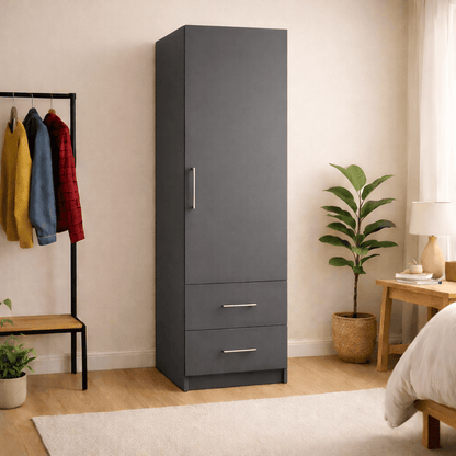 Freestanding Single Wardrobe With 2 Drawers 5 - Online Bedrooms