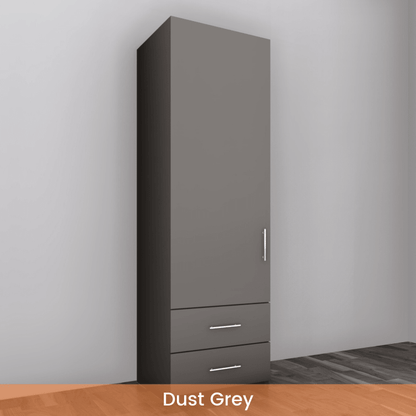 Freestanding Single Wardrobe With 2 Drawers - W: 600mm x H: 2250mm x D: 620mm 3 - Online Bedrooms