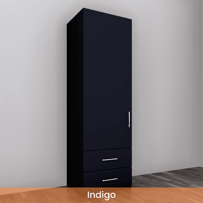 Freestanding Single Wardrobe With 2 Drawers - W: 600mm x H: 2250mm x D: 620mm 4 - Online Bedrooms