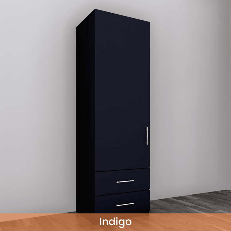 Freestanding Single Wardrobe With 2 Drawers - W: 600mm x H: 2250mm x D: 620mm 4 - Online Bedrooms