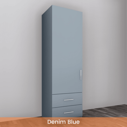 Freestanding Single Wardrobe With 2 Drawers - W: 600mm x H: 2250mm x D: 620mm 2 - Online Bedrooms