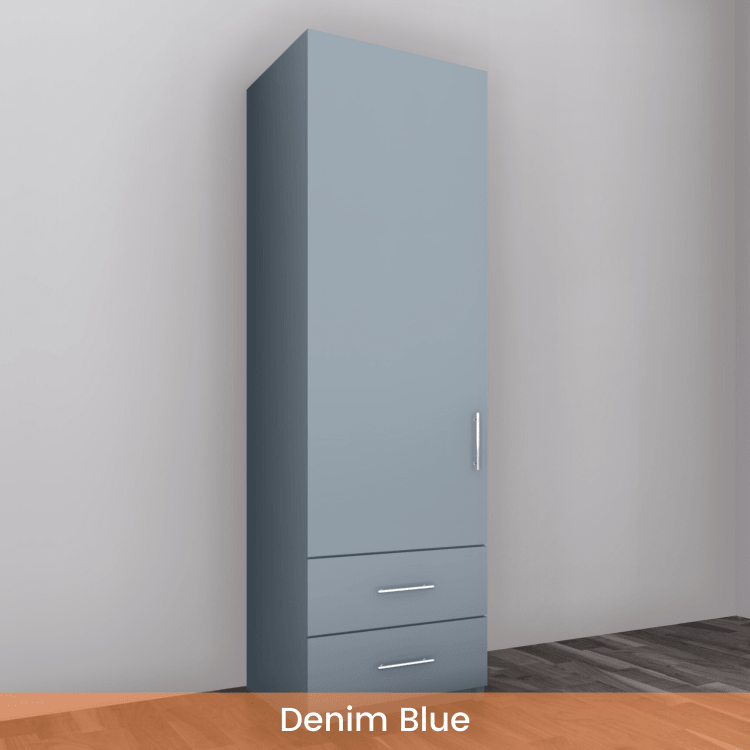 Freestanding Single Wardrobe With 2 Drawers - W: 600mm x H: 2250mm x D: 620mm 2 - Online Bedrooms