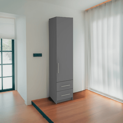 Freestanding Single Wardrobe With 2 Drawers - W: 600mm x H: 2250mm x D: 620mm 2 - Online Bedrooms