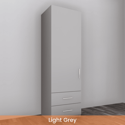 Freestanding Single Wardrobe With 2 Drawers - W: 600mm x H: 2250mm x D: 620mm 5 - Online Bedrooms