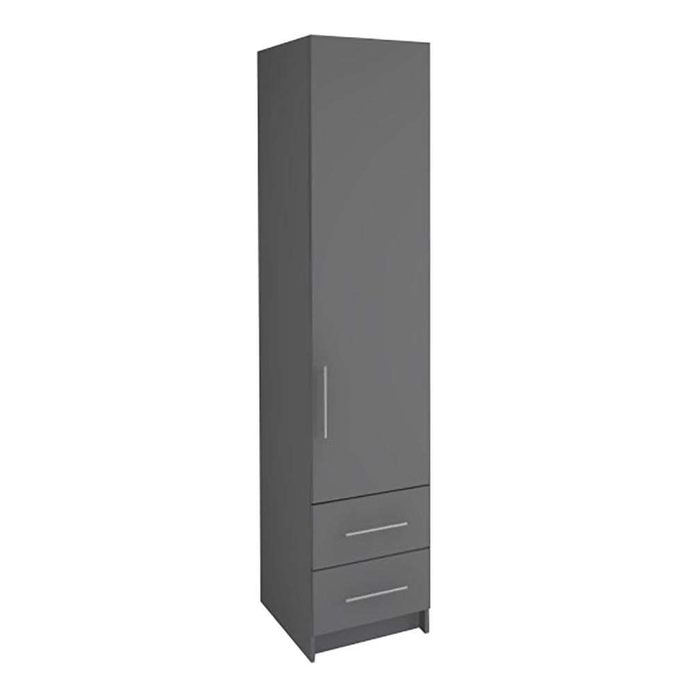 Freestanding Single Wardrobe With 2 Drawers - W: 600mm x H: 2250mm x D: 620mm 1 - Online Bedrooms