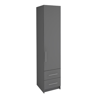 Freestanding Single Wardrobe With 2 Drawers - W: 600mm x H: 2250mm x D: 620mm 1 - Online Bedrooms