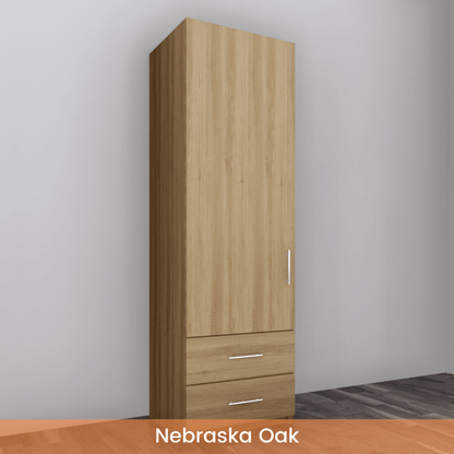Freestanding Single Wardrobe With 2 Drawers - W: 600mm x H: 2250mm x D: 620mm 6 - Online Bedrooms