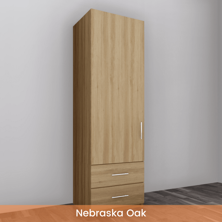 Freestanding Single Wardrobe With 2 Drawers - W: 600mm x H: 2250mm x D: 620mm 6 - Online Bedrooms