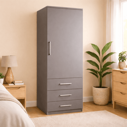 Freestanding Single Wardrobe With 3 Drawers 6 - Online Bedrooms