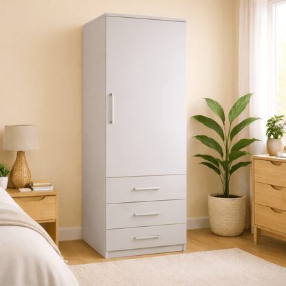 Freestanding Single Wardrobe With 3 Drawers 7 - Online Bedrooms
