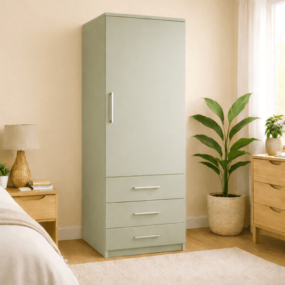 Freestanding Single Wardrobe With 3 Drawers 4 - Online Bedrooms