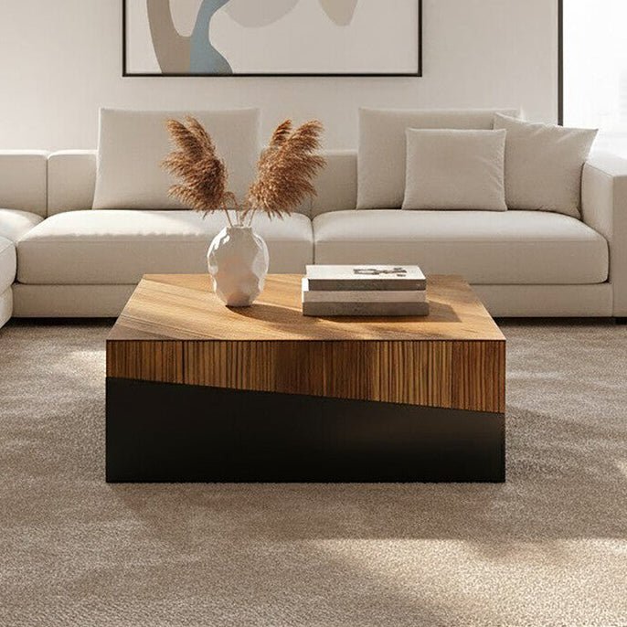 Gabor Black and Natural Bamboo Large Square Coffee Table 1 - Online Bedrooms