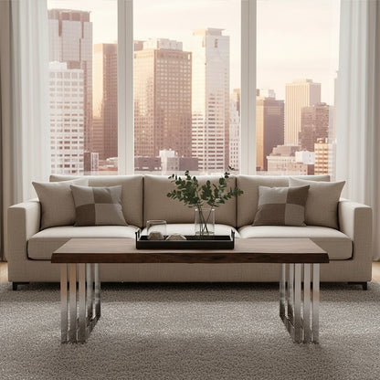 Hampstead Acacia Wood and Silver Finish Coffee Table 3 - Online Bedrooms