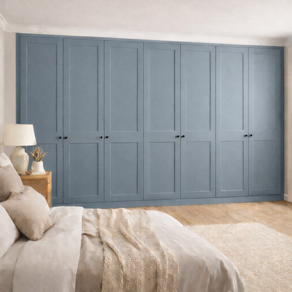 7 Door 2 Panel Shaker Front Frame Fitted Wardrobe - Widths Available 3801 - 4400mm