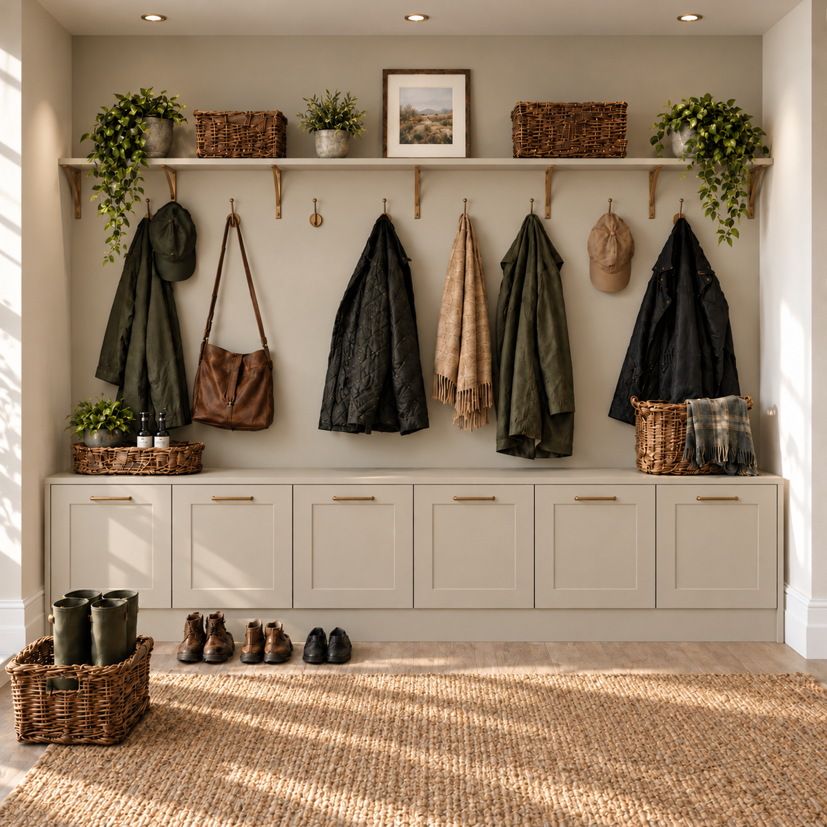 boot room in a premium home setting with natural photographic lighting