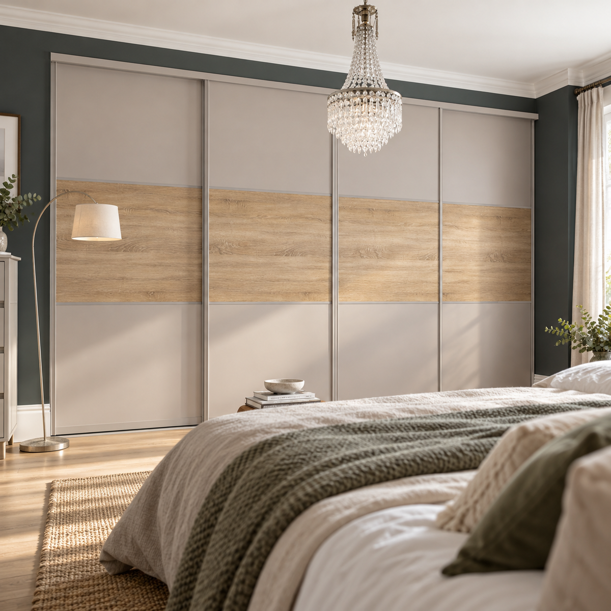 sliding wardrobe in a premium home setting with natural photographic lighting