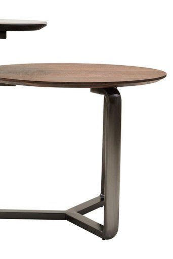 Imperia Brown Veneer and Ceramic 2 Tier Round Coffee Table 6 - Online Bedrooms