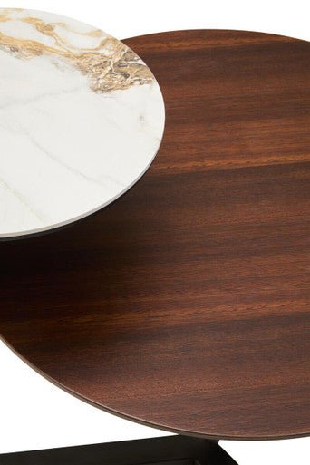 Imperia Brown Veneer and Ceramic 2 Tier Round Coffee Table 10 - Online Bedrooms