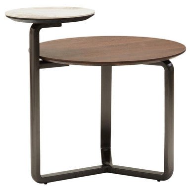 Imperia Brown Veneer and Ceramic 2 Tier Round Coffee Table 2 - Online Bedrooms