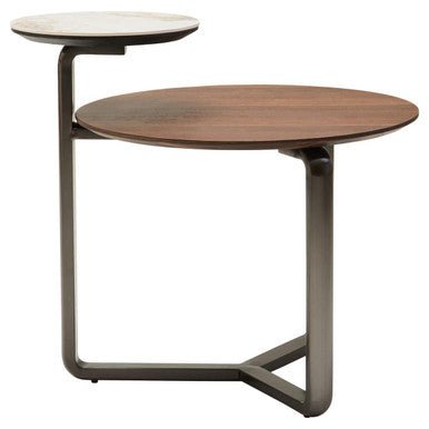Imperia Brown Veneer and Ceramic 2 Tier Round Coffee Table 5 - Online Bedrooms