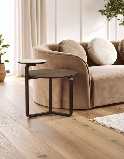 Imperia Brown Veneer and Ceramic 2 Tier Round Coffee Table 3 - Online Bedrooms