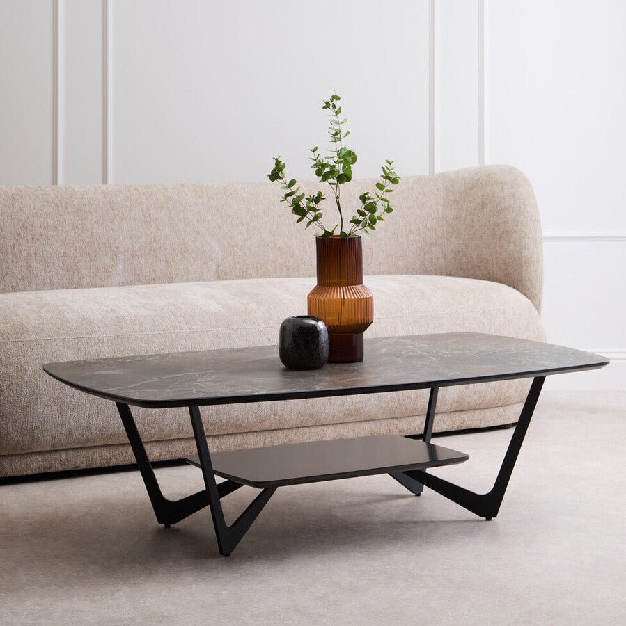 Imperia Grey Marble Effect Ceramic Rectangular Coffee Table 1 - Online Bedrooms