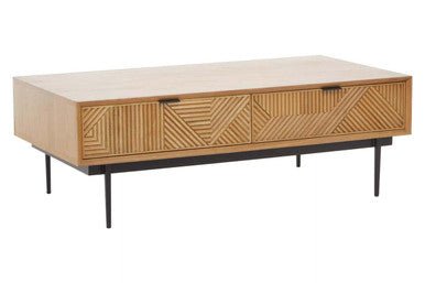 Jakara Natural Finish Oak Veneer 2 Drawer Coffee Table 3 - Online Bedrooms