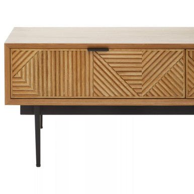 Jakara Natural Finish Oak Veneer 2 Drawer Coffee Table 10 - Online Bedrooms