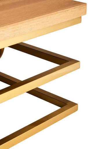 Jarloi Oak Wood and Gold Finish Square Coffee Table 7 - Online Bedrooms