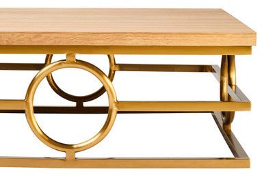 Jarloi Oak Wood and Gold Finish Square Coffee Table 5 - Online Bedrooms