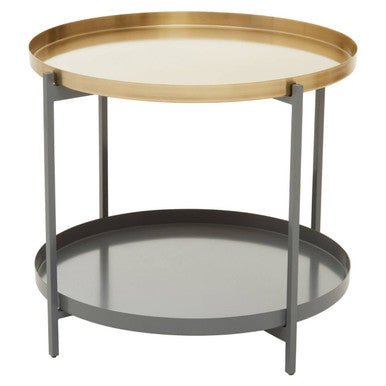 Korba Grey and Matt Gold Finish 2 Tier Coffee Table 3 - Online Bedrooms
