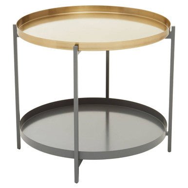 Korba Grey and Matt Gold Finish 2 Tier Coffee Table 6 - Online Bedrooms
