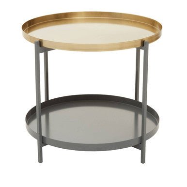 Korba Grey and Matt Gold Finish 2 Tier Coffee Table 2 - Online Bedrooms