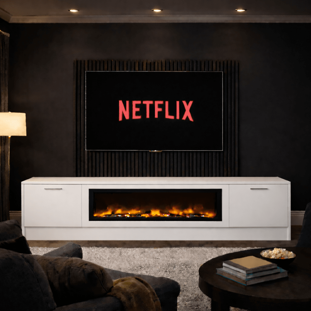 Large 60" Fireplace Media Wall Entertainment with Smooth Door Base - For Up to 130" TVs 17 - Online Bedrooms