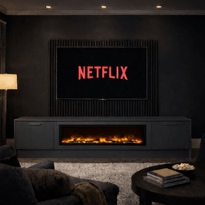 Large 60" Fireplace Media Wall Entertainment with Smooth Door Base - For Up to 130" TVs 3 - Online Bedrooms