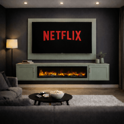 Large 60" Floating Fireplace Media Wall Entertainment Bundle with Shaker Doors - For Up to 70" TVs 7 - Online Bedrooms