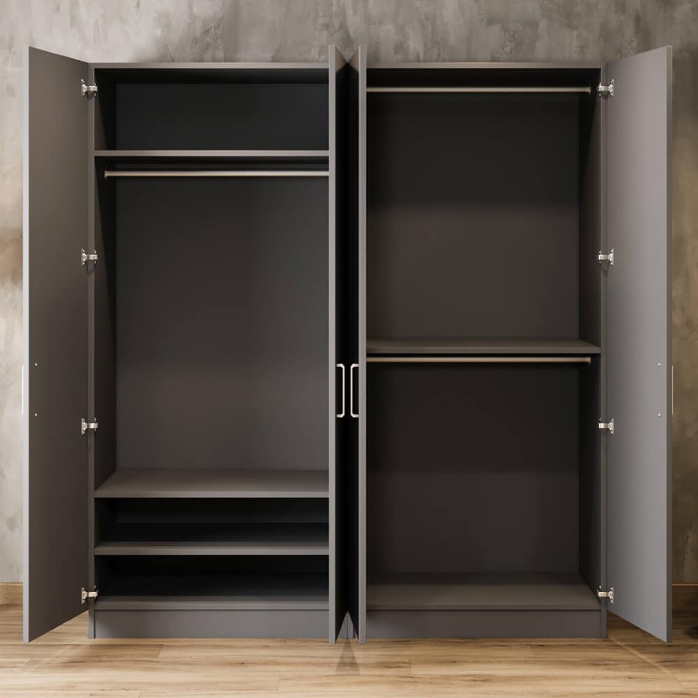 Lenton Dust Grey Freestanding Wardrobe - W: 2000 x H: 2100 x D: 600 2 - Online Bedrooms