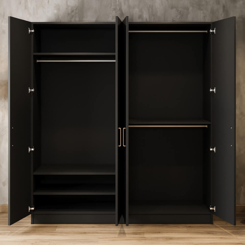 Lenton Graphite Freestanding Wardrobe - W: 2000 x H: 2100 x D: 600 2 - Online Bedrooms