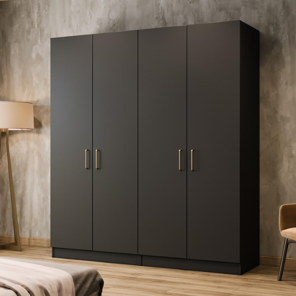 Lenton Graphite Freestanding Wardrobe - W: 2000 x H: 2100 x D: 600 1 - Online Bedrooms