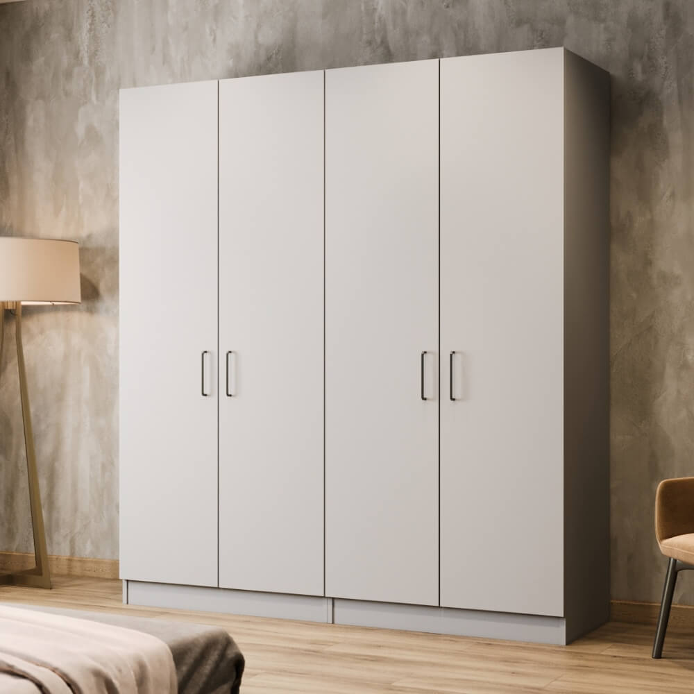 Lenton Light Grey Freestanding Wardrobe - W: 2000 x H: 2100 x D: 600 1 - Online Bedrooms