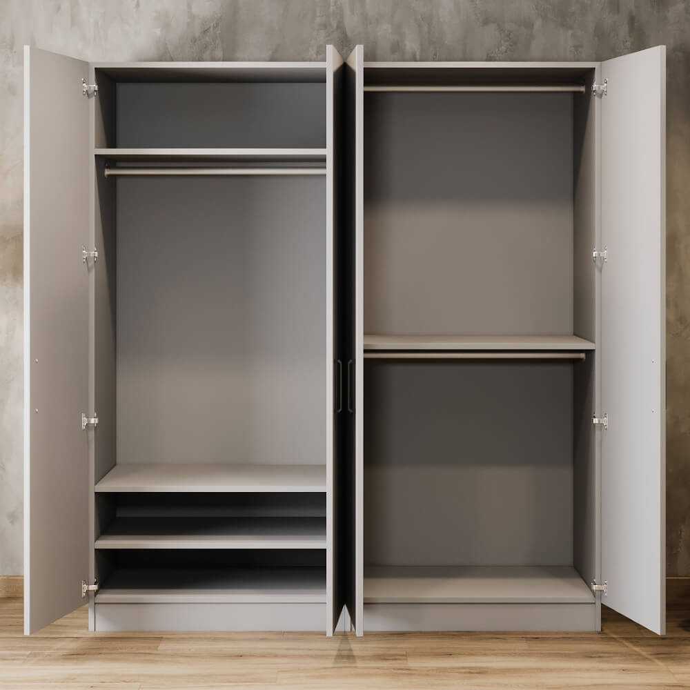 Lenton Light Grey Freestanding Wardrobe - W: 2000 x H: 2100 x D: 600 2 - Online Bedrooms