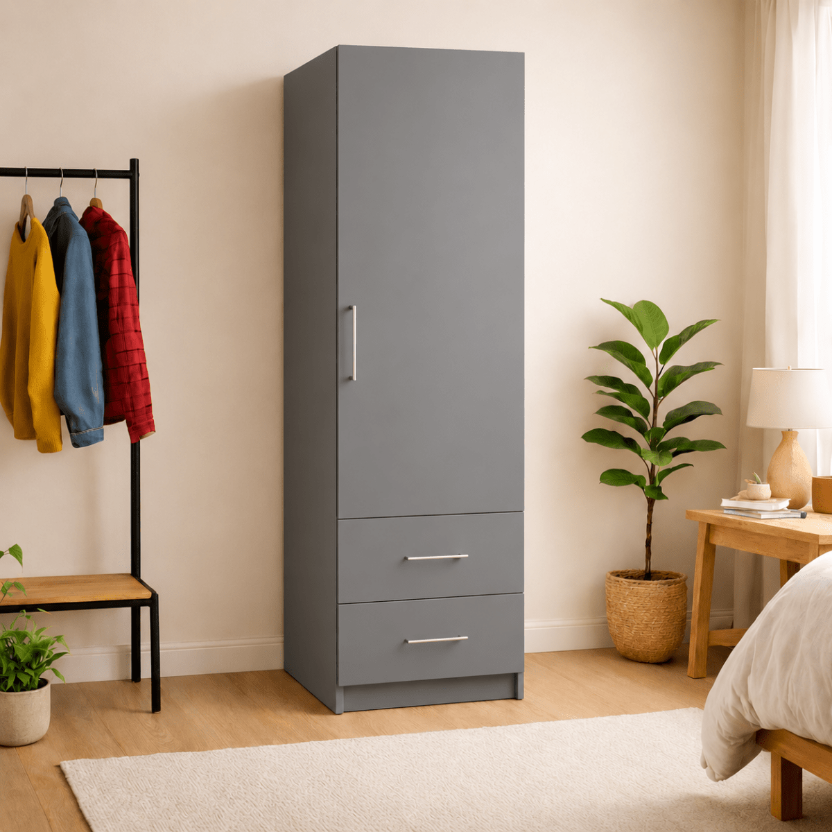 Linby 1 Door Wardrobe with 2 Drawers 8 - Online Bedrooms